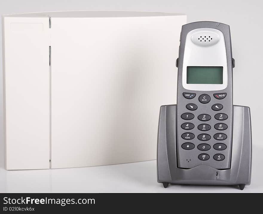 Silver cordless phone isolated on white background