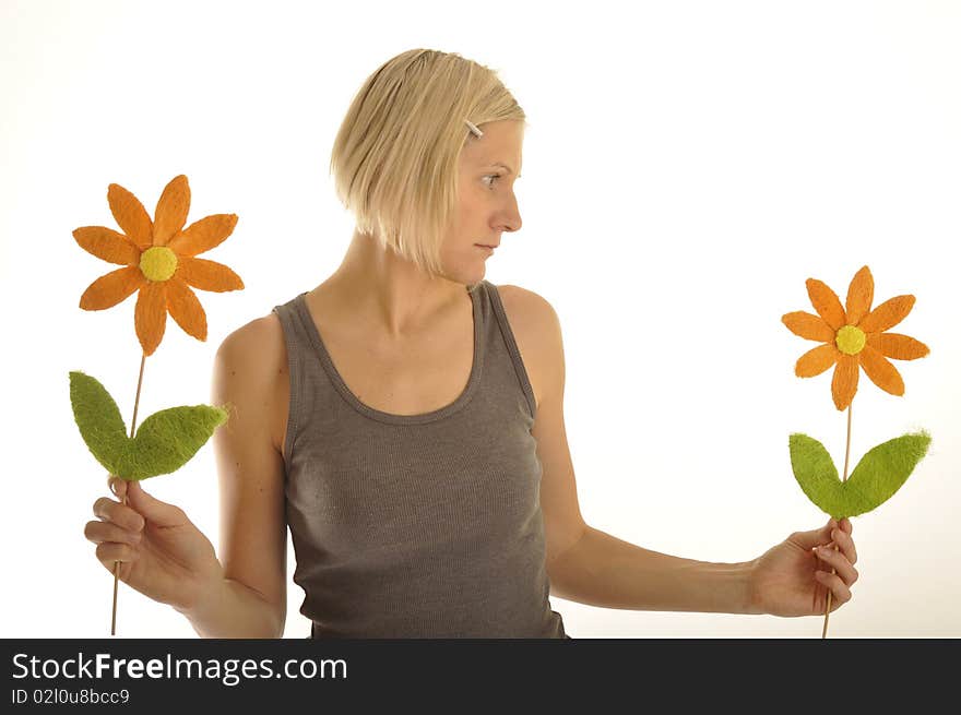 Woman Selecting A Flower