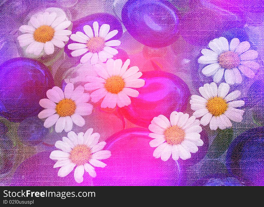 Daisy - styled floral picture with canvas texture. Daisy - styled floral picture with canvas texture