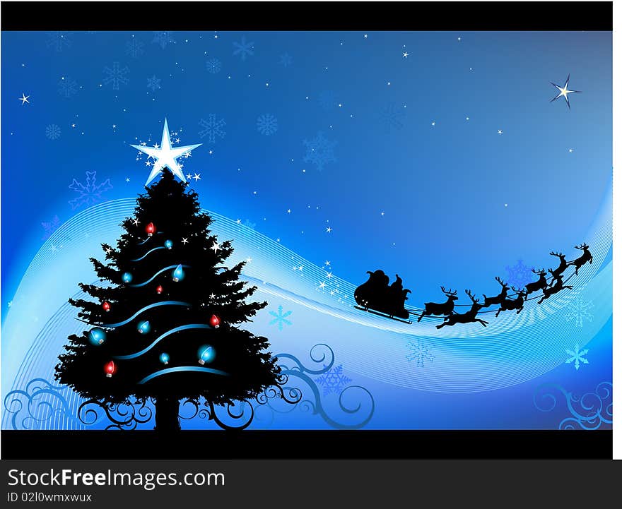 Blue christmas background, vector illustration