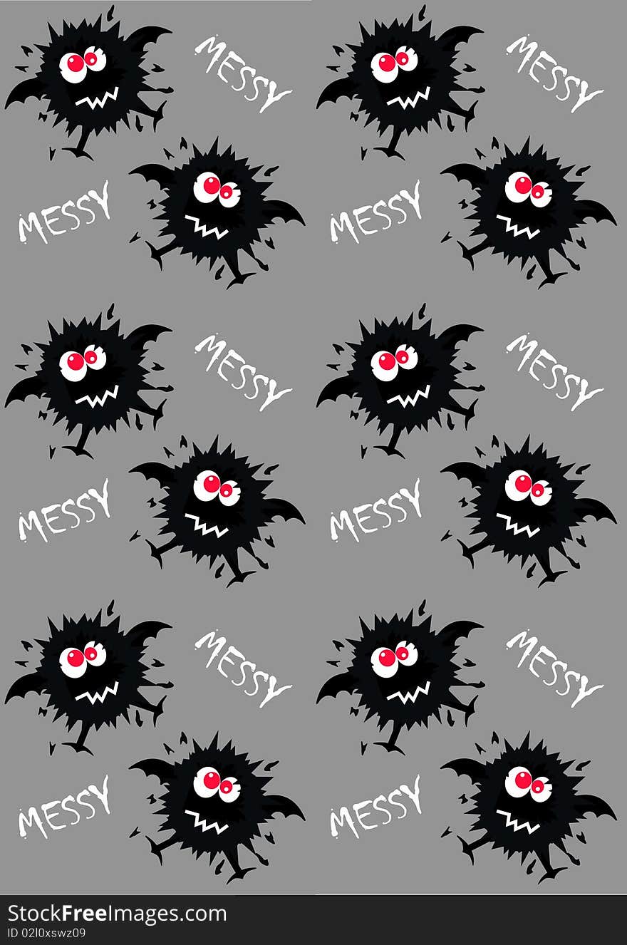 monster pattern on grey
background