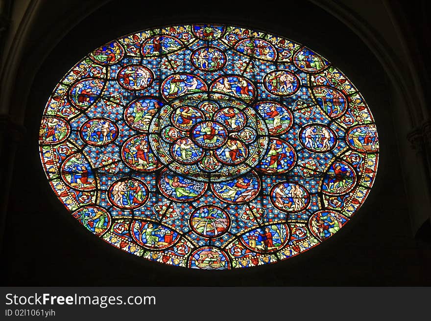 Beautiful colorful stained-glass church window