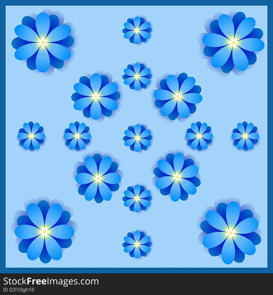 Flowers vector on a blue background