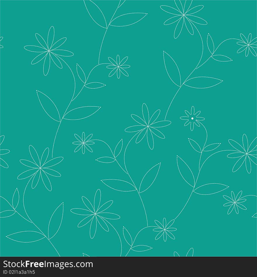 Seamless dotty flowers vector wallpaper