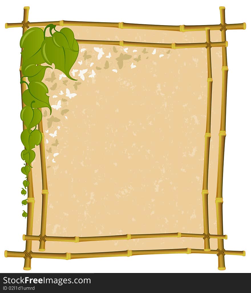 Beautiful frame from a bamboo with green leaves