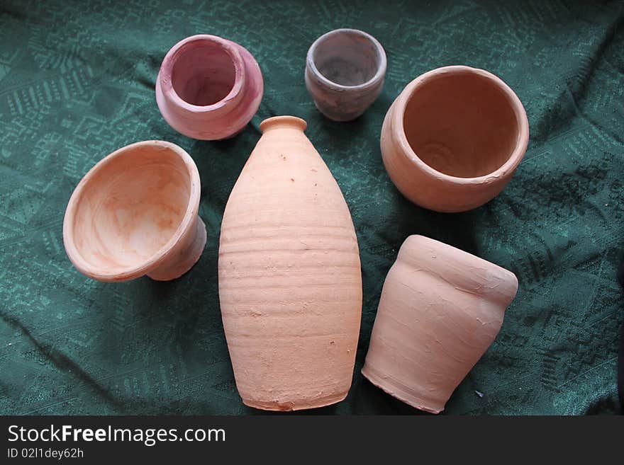 Clay pots of different shapes, colors of clay pots, handmade, freshly fresh-baked ceramics, pottery, ceramics clay colors different fresh-baked freshly handmade pots pottery shapes, art objects, retro manufactured, ancient art, old technology