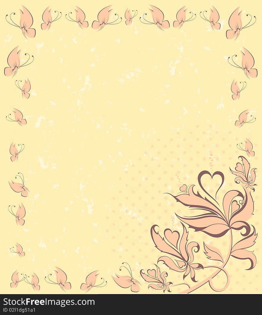 Grunge background with flowers