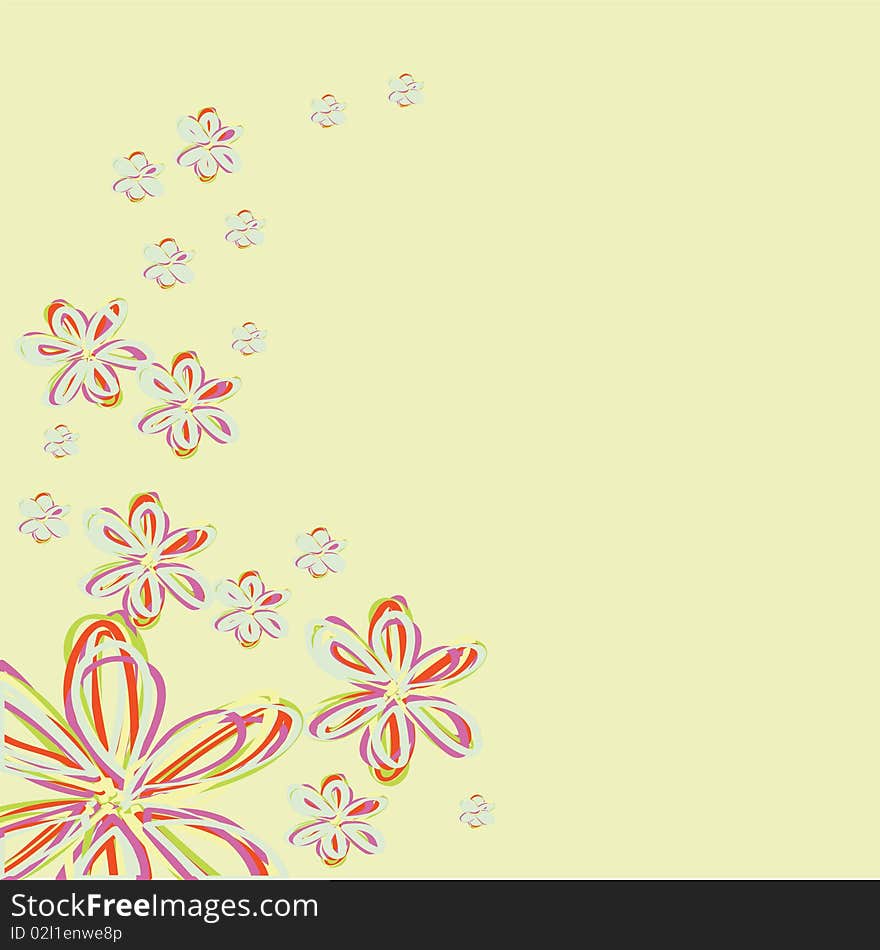 Flower background on yellow