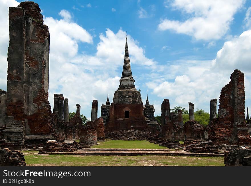 Ruins Of The Grand Hall In Ayutthaya