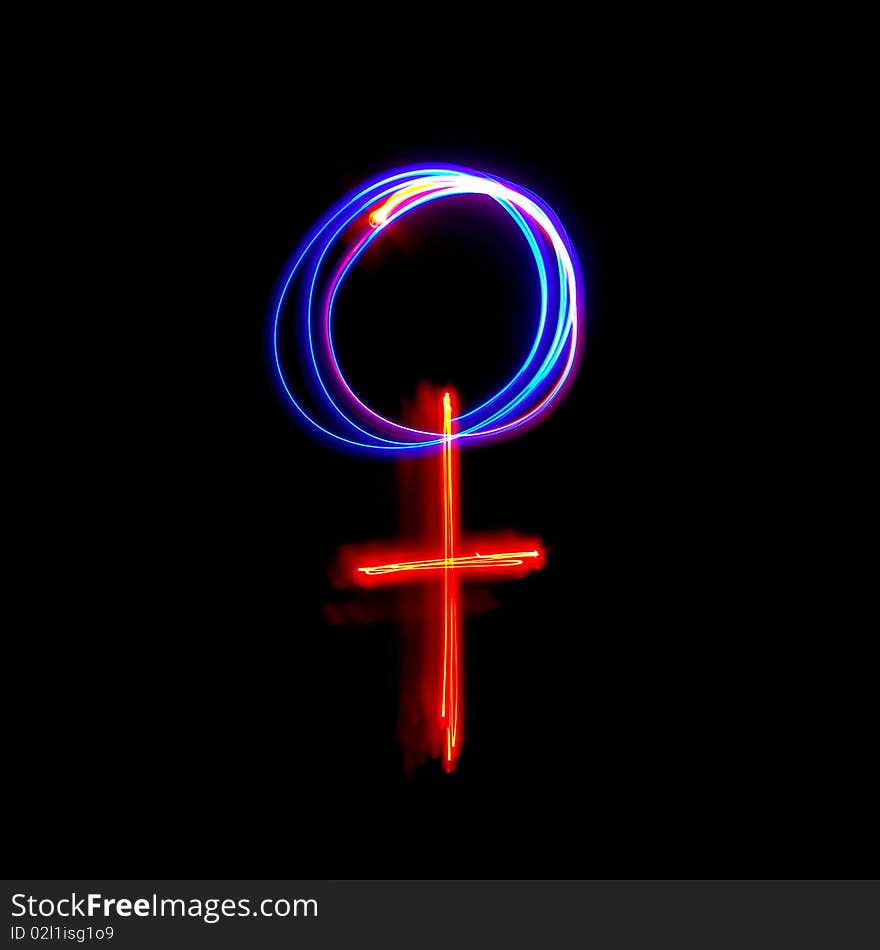 Freezelight photo with an abstract sense. Female sign.