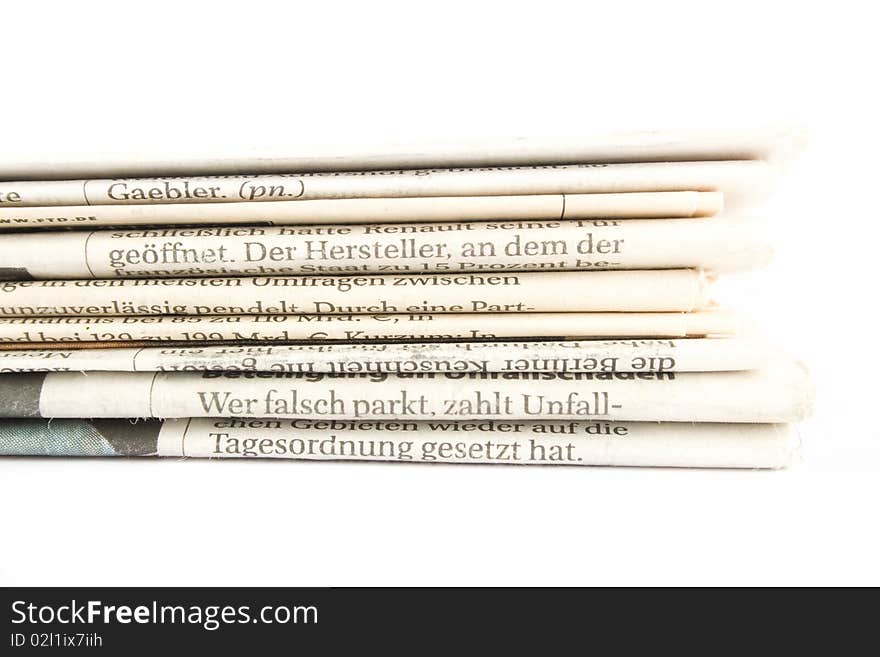 Eyelet newspapers. Isolated on white background