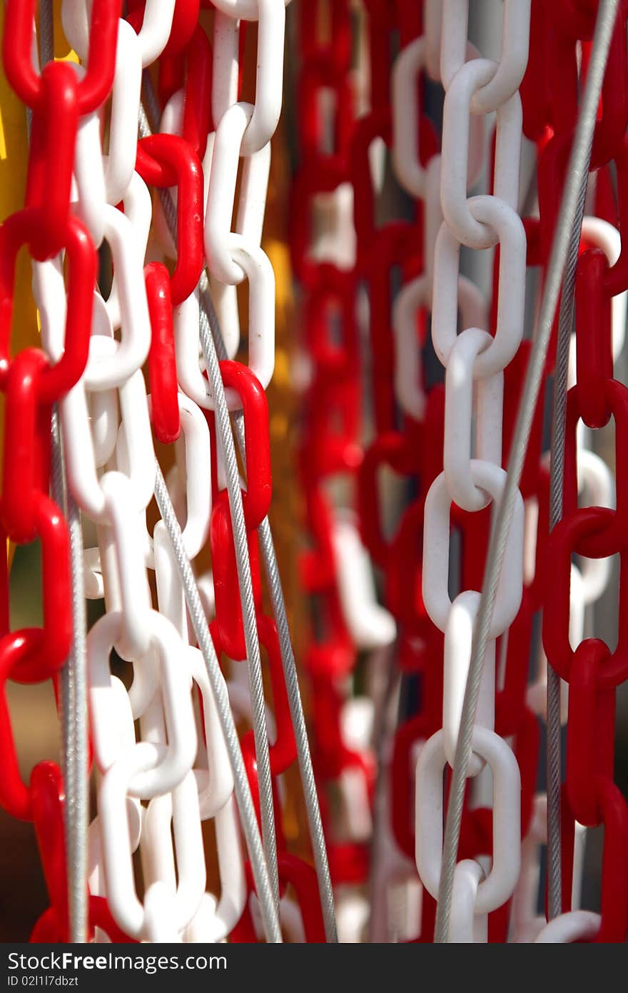 White and red plastic chain