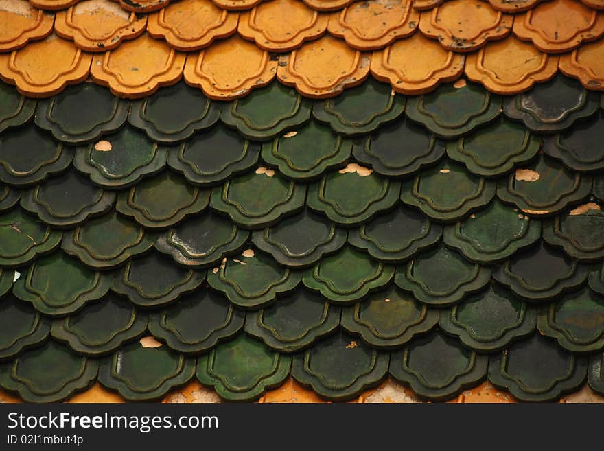 Flower tiles.Ancient arts of  China roof.