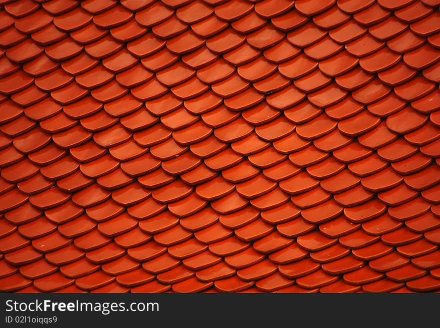 Red tiles decoration for roof.