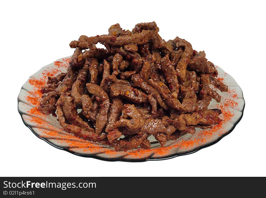 Meat sticks on plate