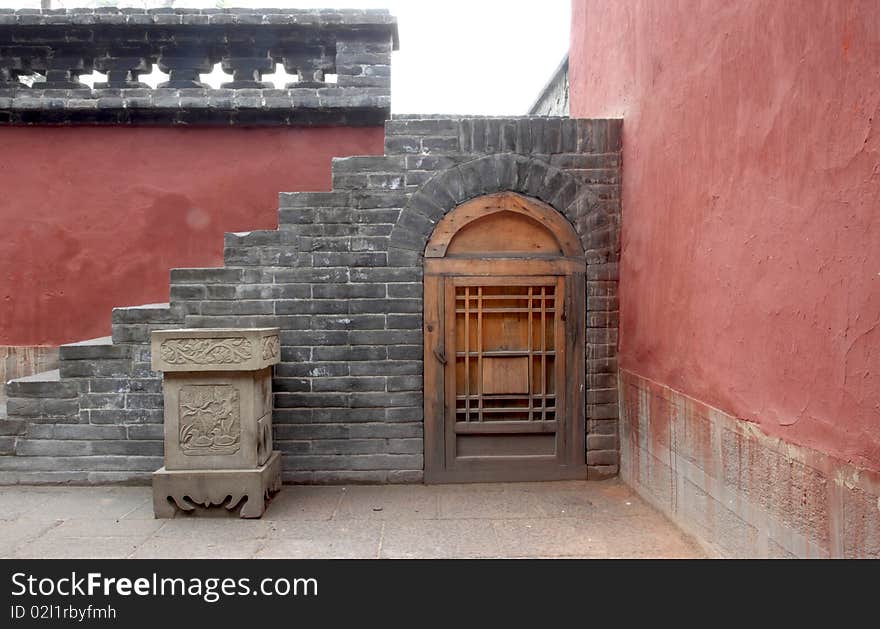 The steps of the temple, here is a small storage room.