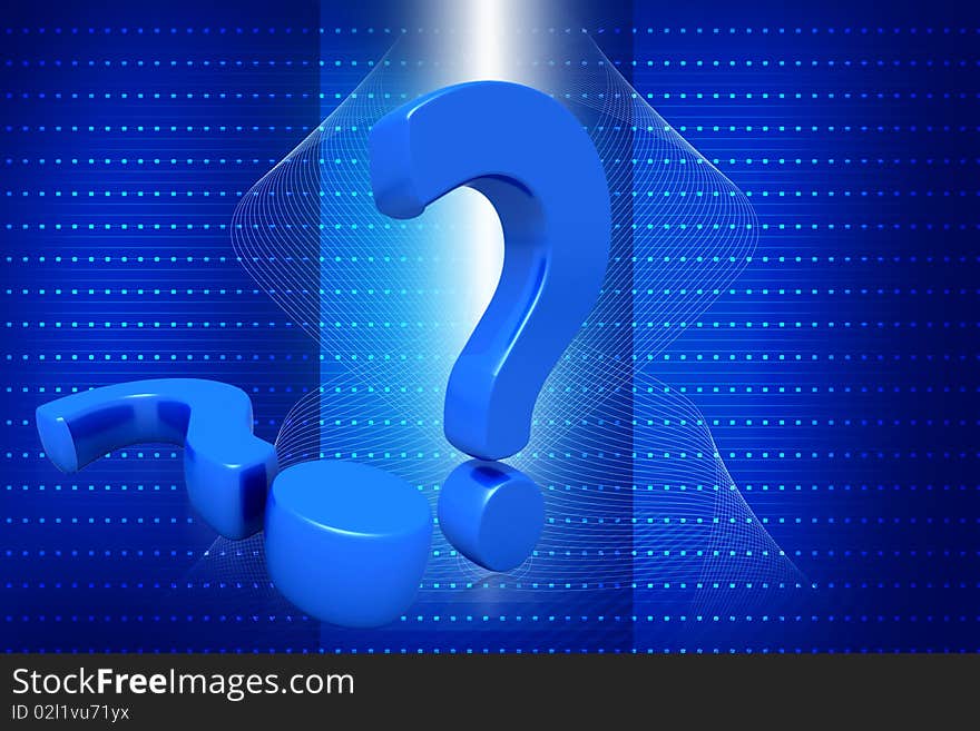 Digital illustration of question mark color background