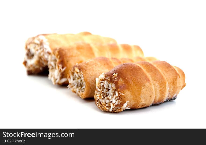 Cakes with a cream on a white background