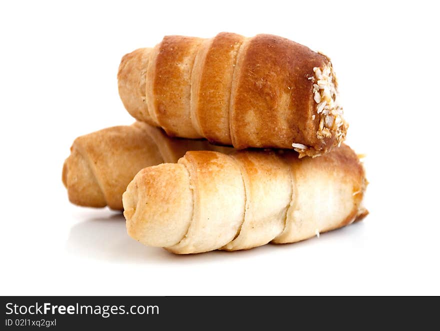 Cakes with a cream on a white background