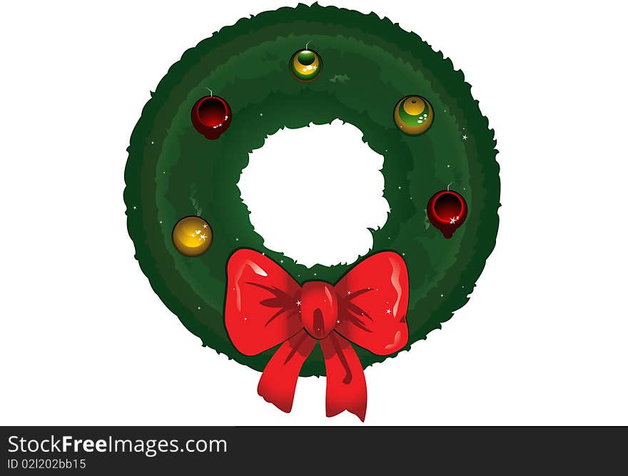 Christmas wreath ornament, vector illustration