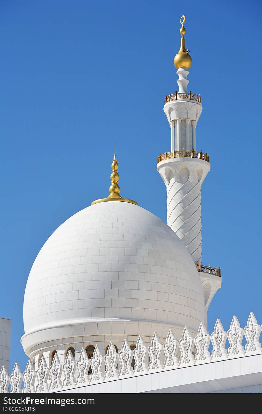 Minaret of Sheikh Zayed Mosque in Abu Dhabi