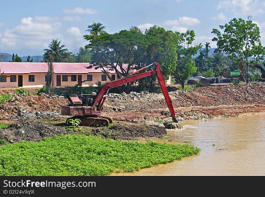 Excavator digging