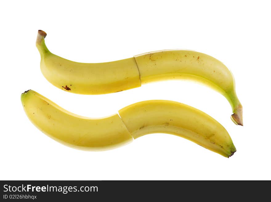 Yellow banana connected together in one