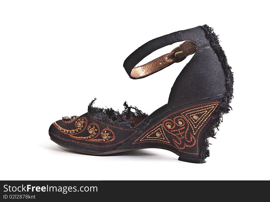 Black embroided shoe