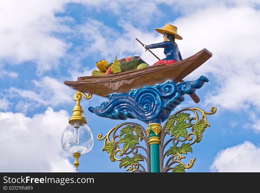 A merchant boat design of electric post,Thailand