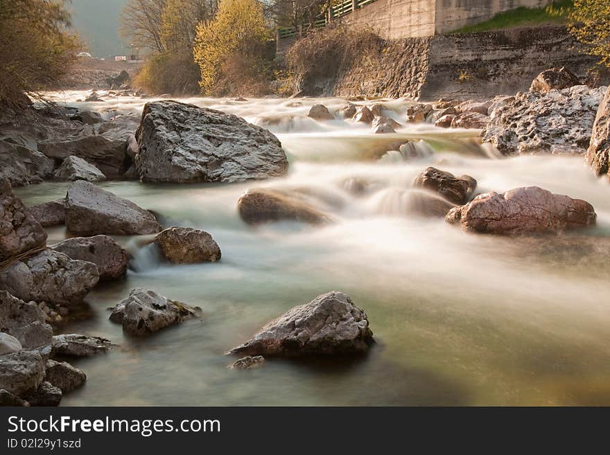 Waterfall with stones