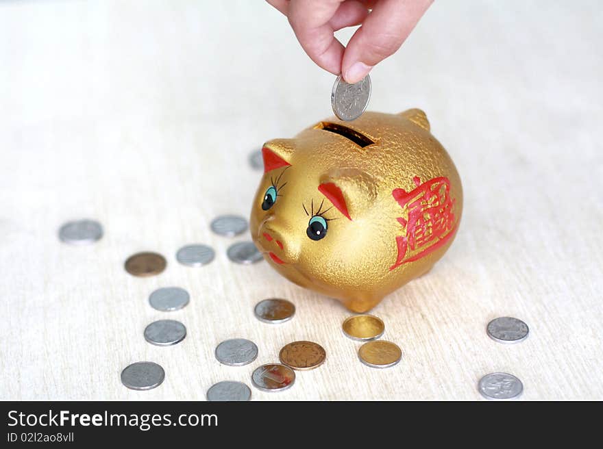 A beautiful money-box, including many COINS.