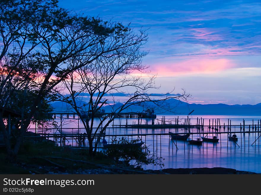 Sunset on Thai sea at viewpoint image. Sunset on Thai sea at viewpoint image