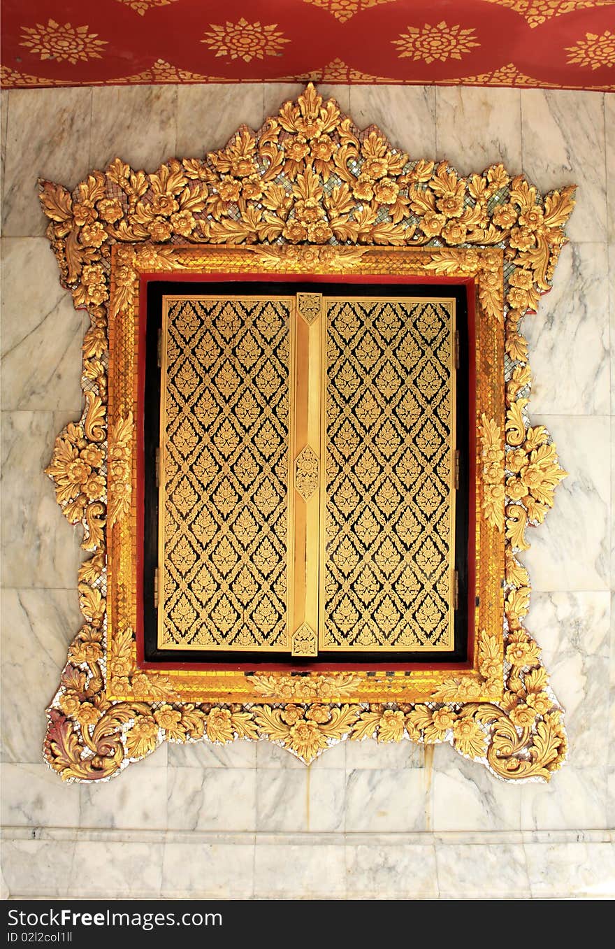 Thai stye windows in temple Thailand