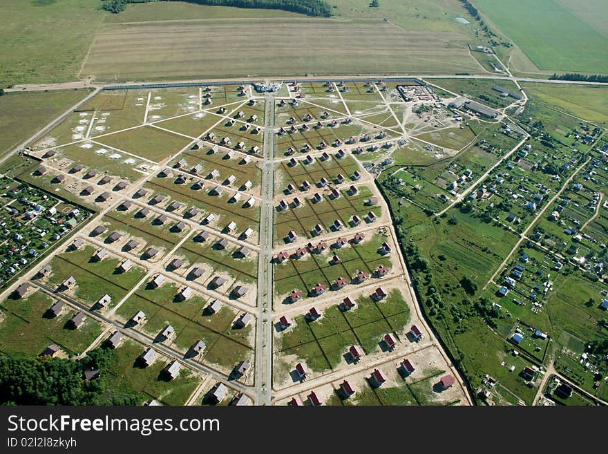 Cottage settlement with a straight road