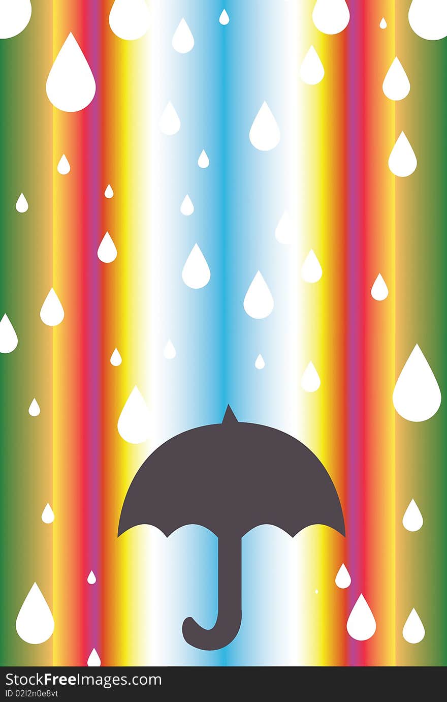 A colorful wallpaper with drops and umbrella