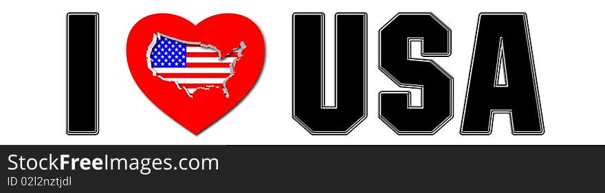 Illustration with heart I love USA. Illustration with heart I love USA