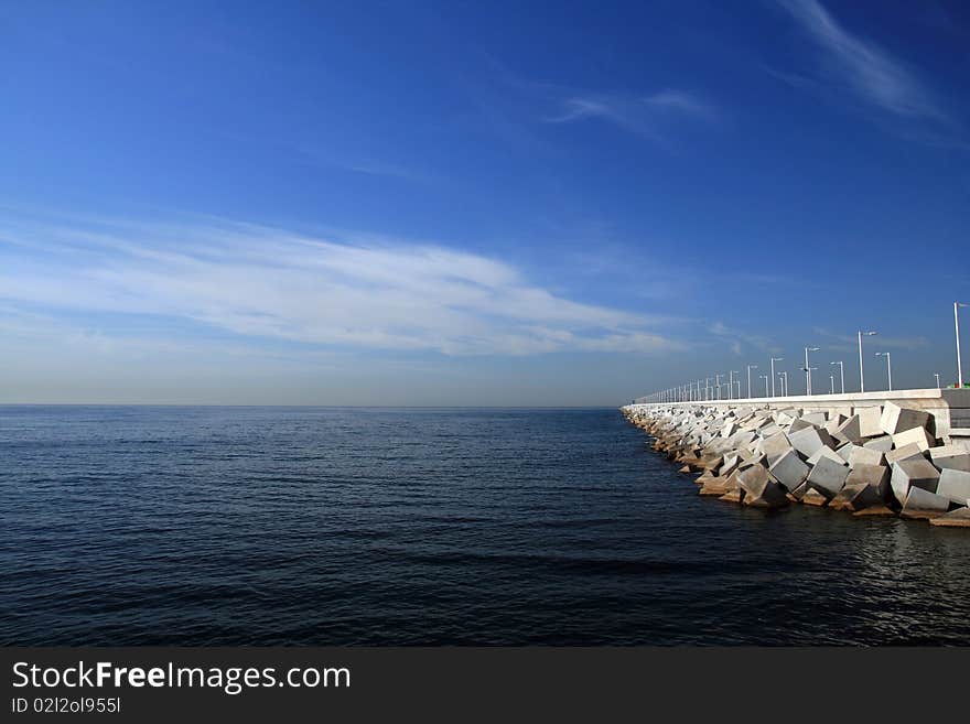 Main breakwater in the port of Alicante