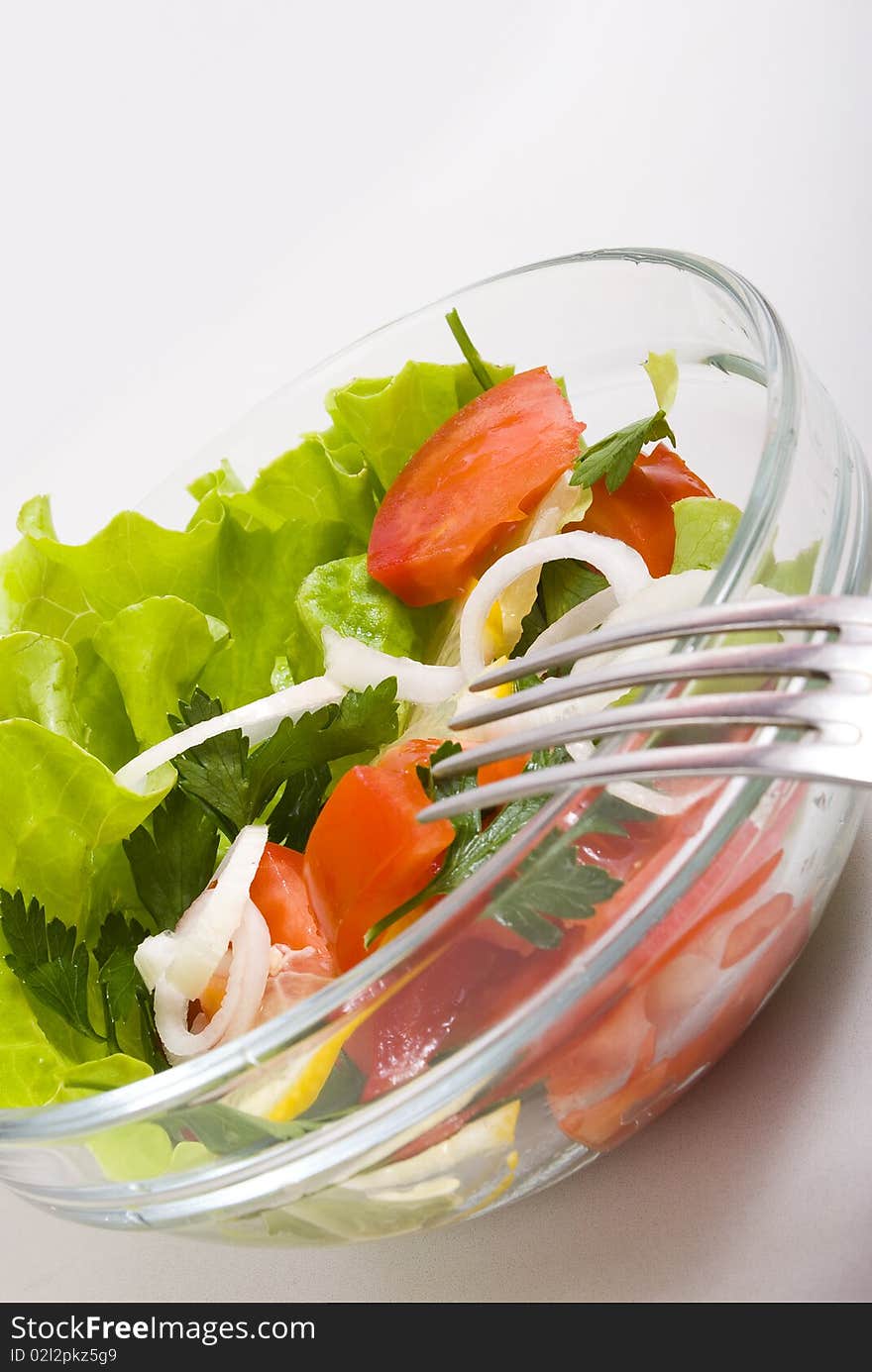 Fresh salad on white background