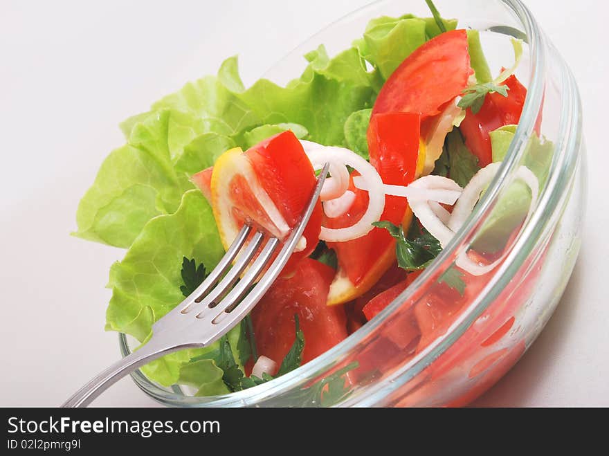 Fresh salad on white background