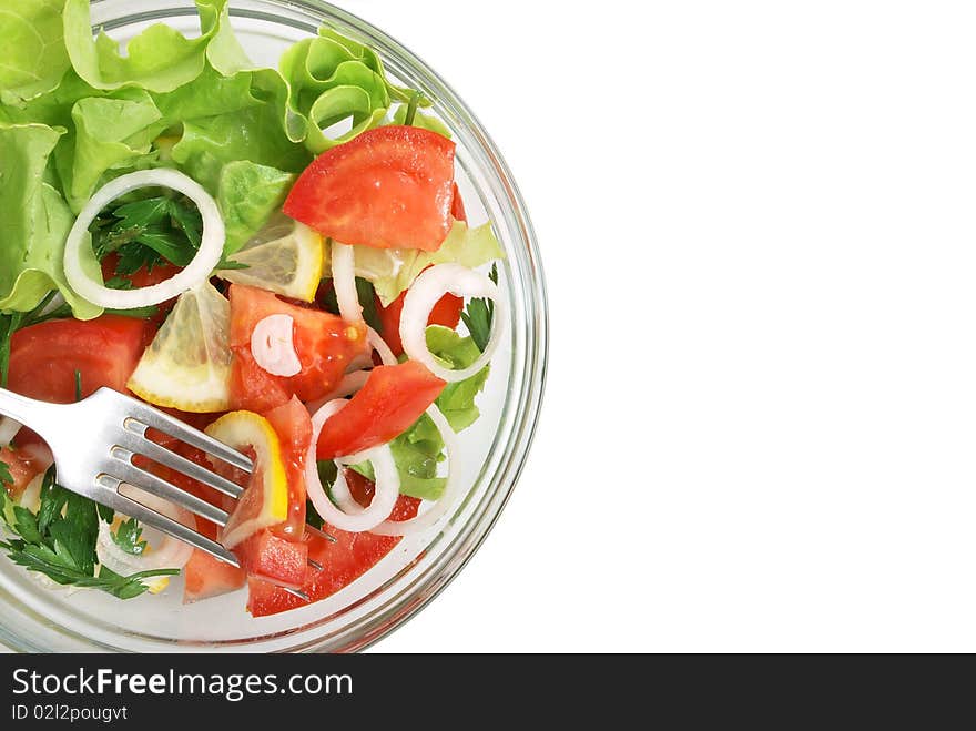 Fresh salad on white background