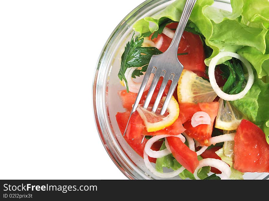 Fresh salad on white background