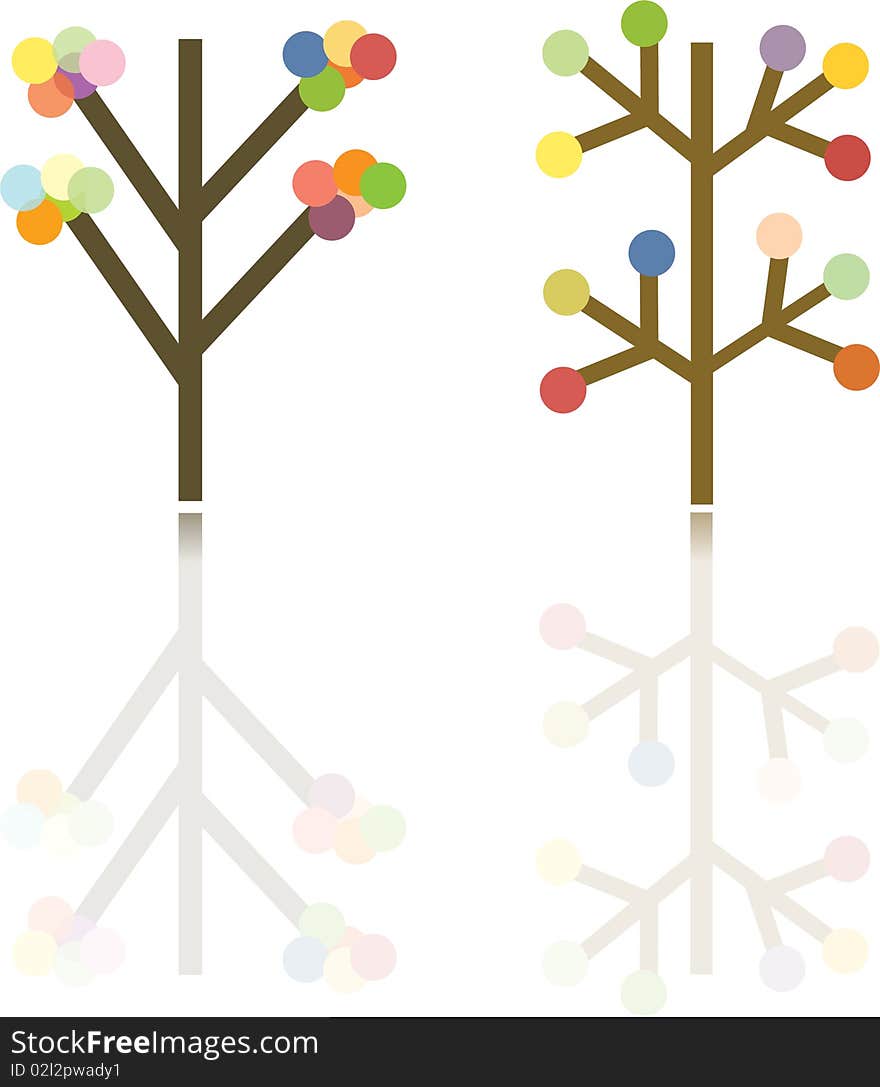 Set of 2 stylish trees  illustration. Set of 2 stylish trees  illustration.