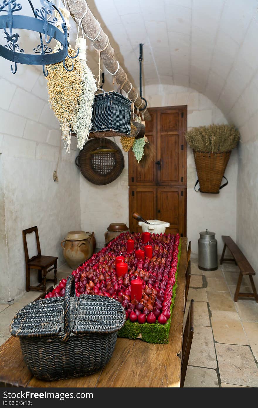 Kitchen and medieval castle elements of Chenonceau. Kitchen and medieval castle elements of Chenonceau