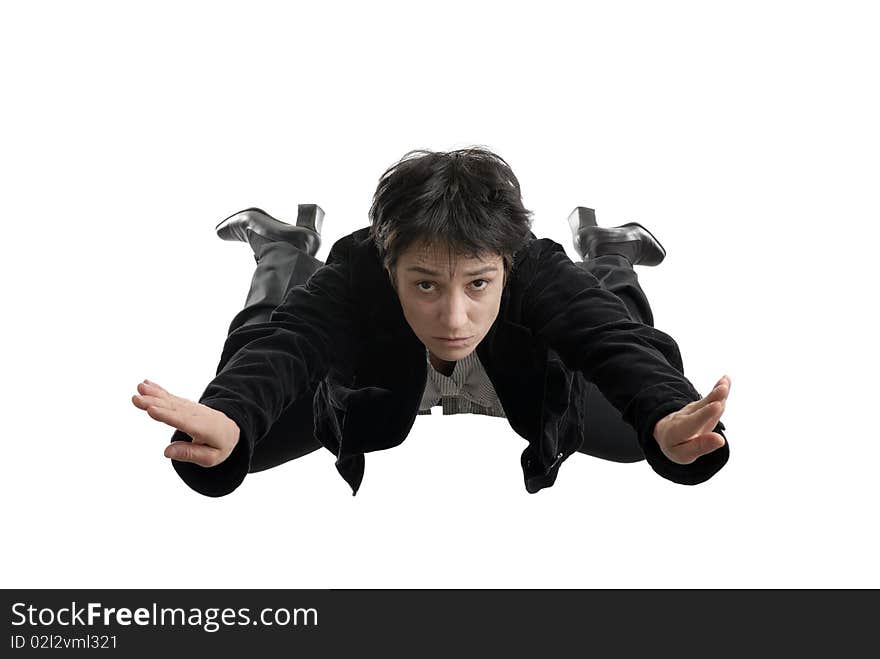 Business concept - business woman falling down