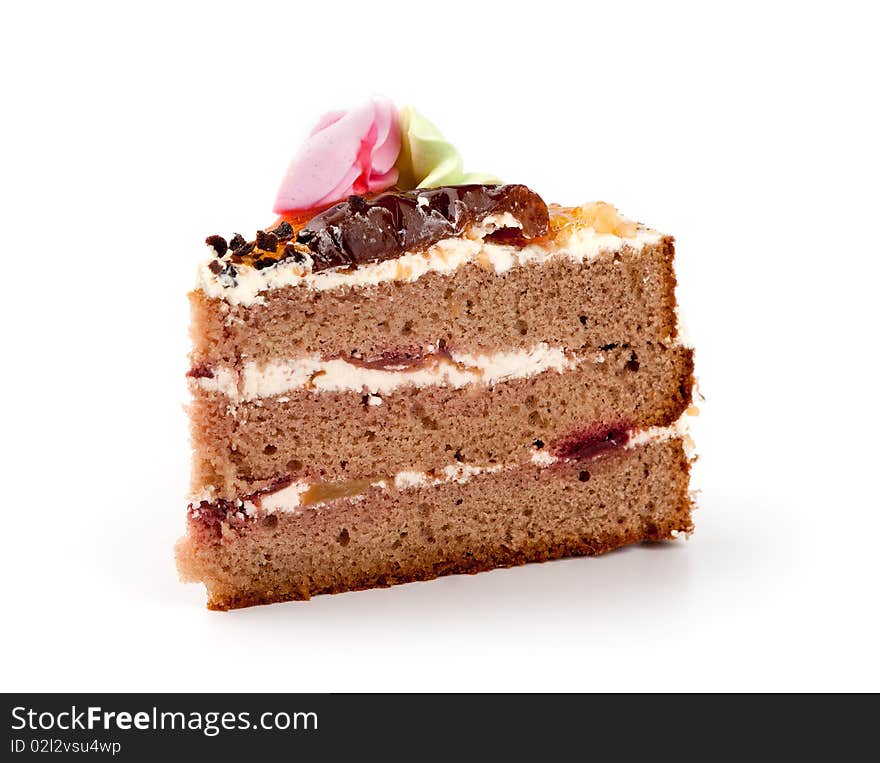 Piece of cake isolated on white background