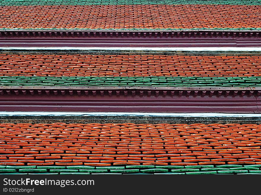 A patterned roof in Bangkok, Thailand. A patterned roof in Bangkok, Thailand.