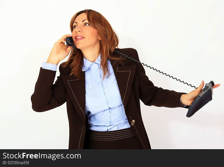 Beautiful Happy Woman Talking On The Cell Phone