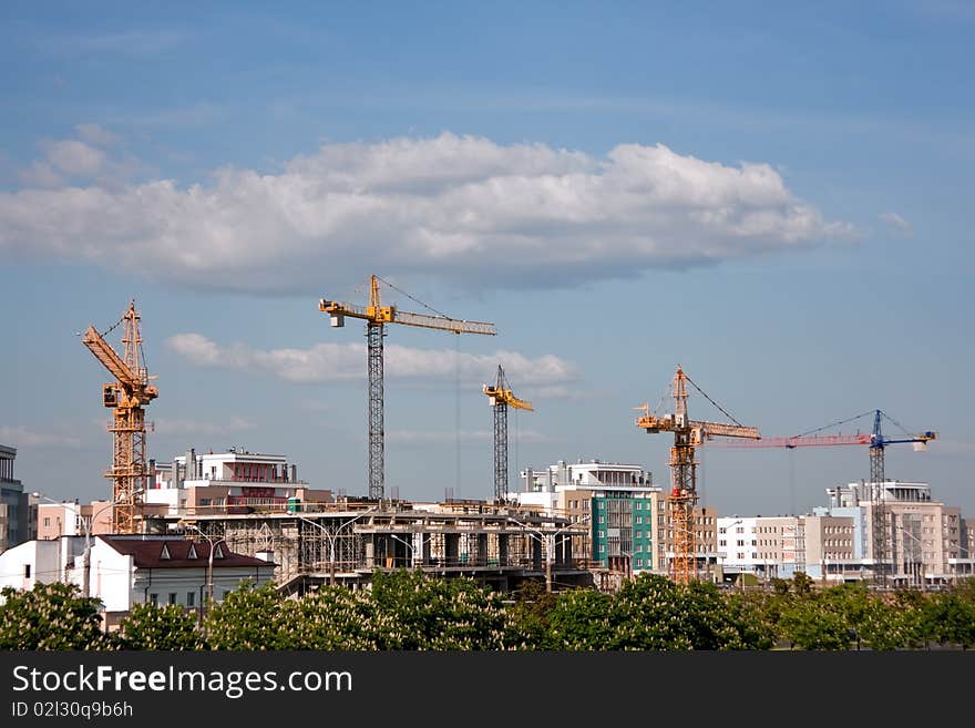 Building cranes panorama