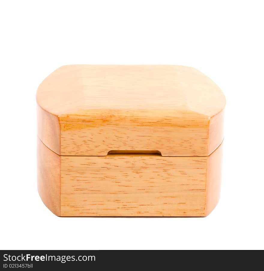 Wooden box on a white background