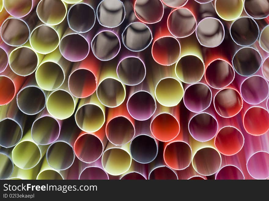 Background of coloured drinking straws